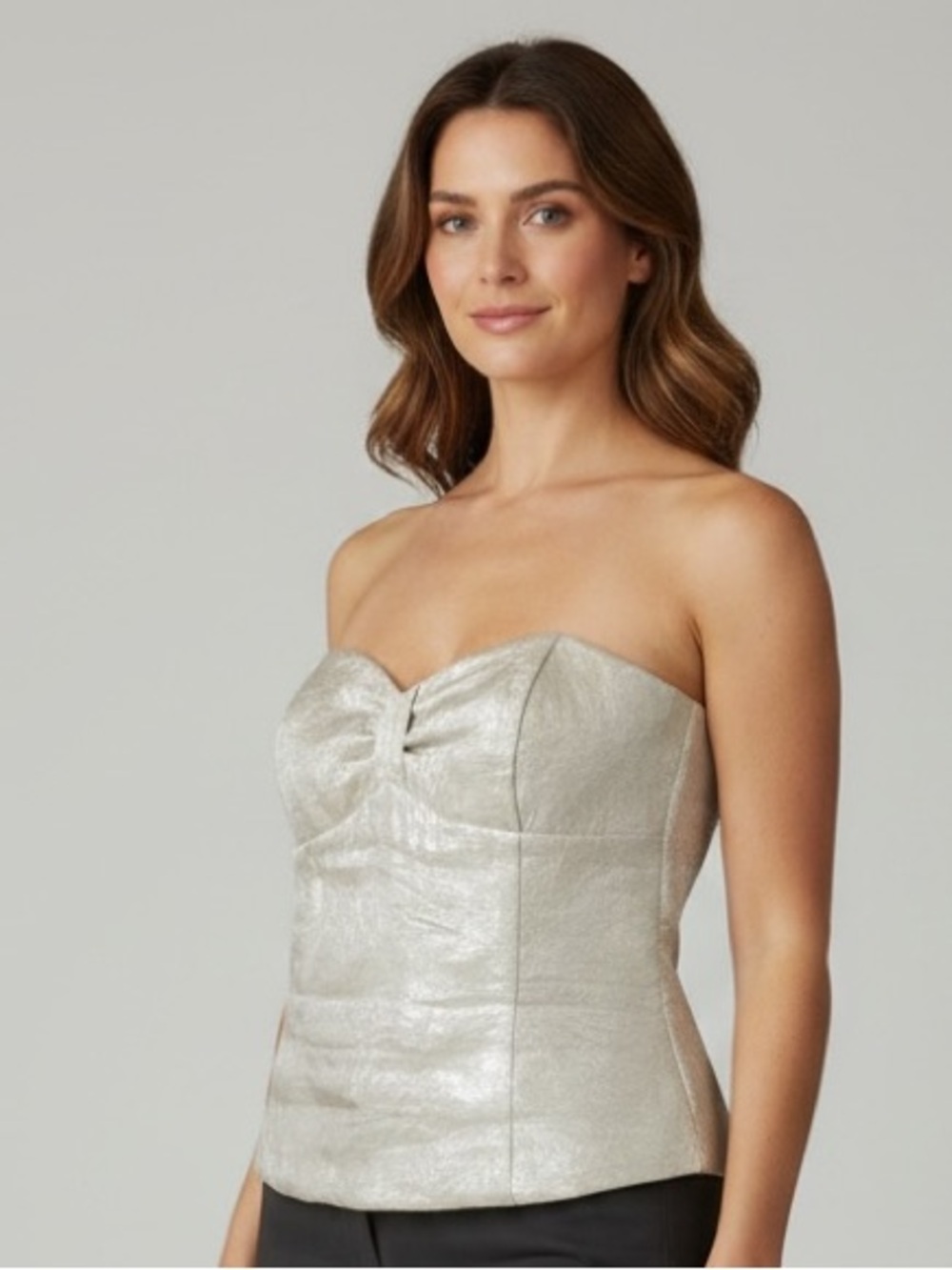 White House Black Market Light Gold Strapless Top Size 10